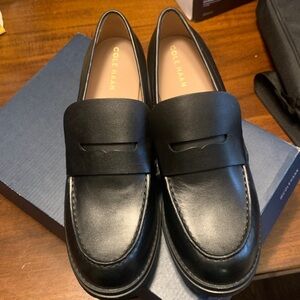 Cole Haan Black Leather Camea Lug Loafer